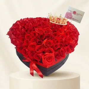 Caja corazón grande con 100 rosas en Bogotá