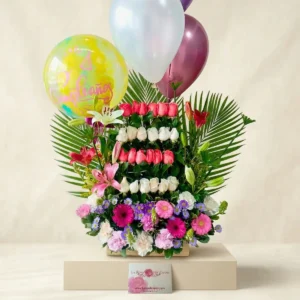Arreglo Floral con Globos en Bogotá | Rosas y Flores para Cumpleaños