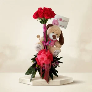 Arreglo de Rosas con Peluche en Bogotá | Regalo Romántico