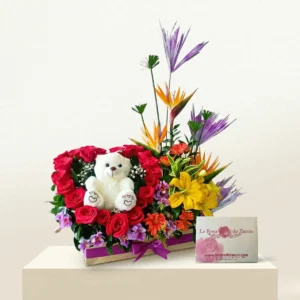 Arreglo de Rosas y Peluche para Reconciliación en Bogotá