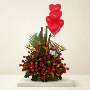 Arreglo Floral para Reconciliación en Bogotá | Con Globos y Rosas